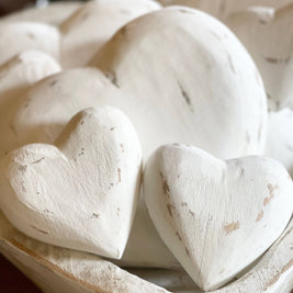 Distressed White Washed Mango Wood Heart 4