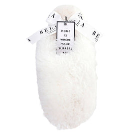 Plush Mohair Slippers - Ivory