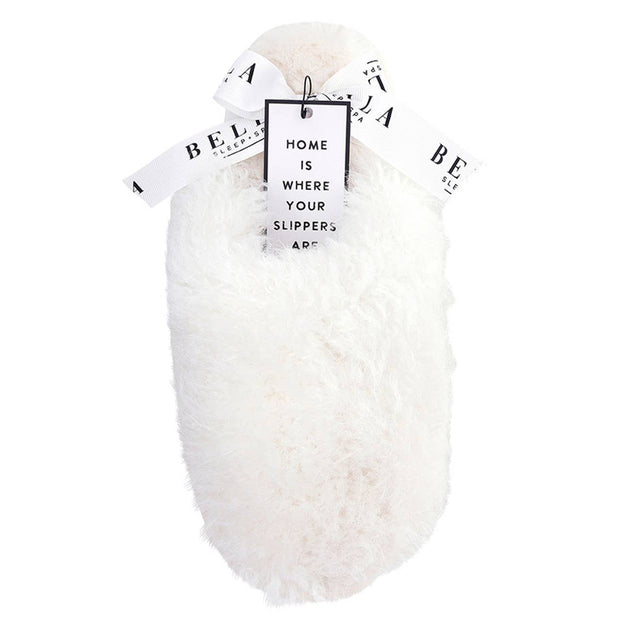 Plush Mohair Slippers - Ivory
