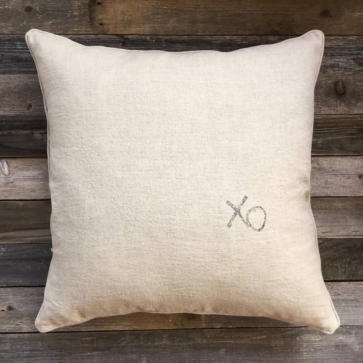 'XO' Linen Pillow Cover - Cover Only, Insert Not Included