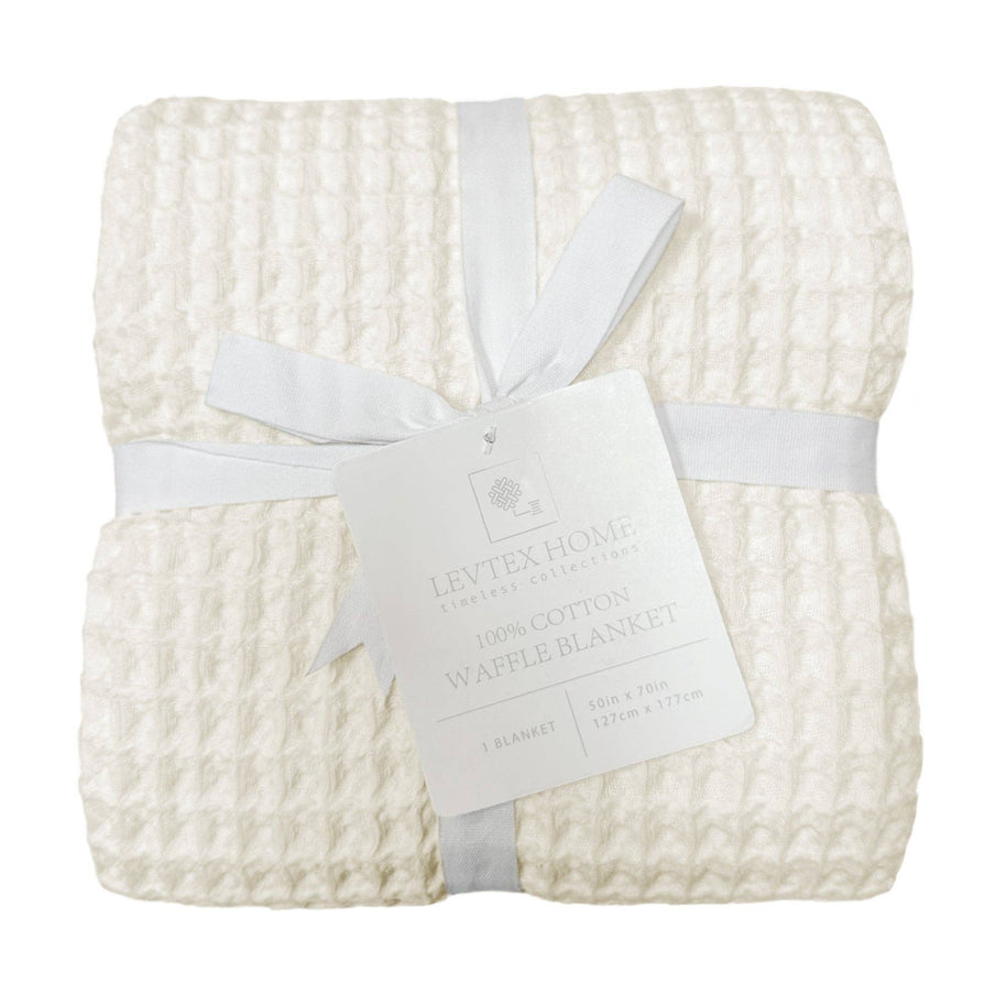 Waffle Blanket Throw: Off-White or Taupe