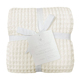 Waffle Blanket Throw: Off-White or Taupe