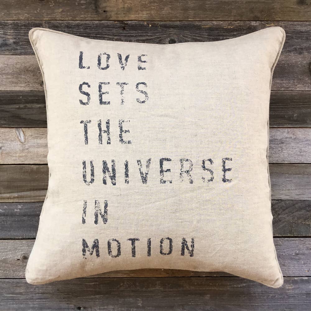 'Love Sets the Universe'  Linen Pillow Cover - Cover Only