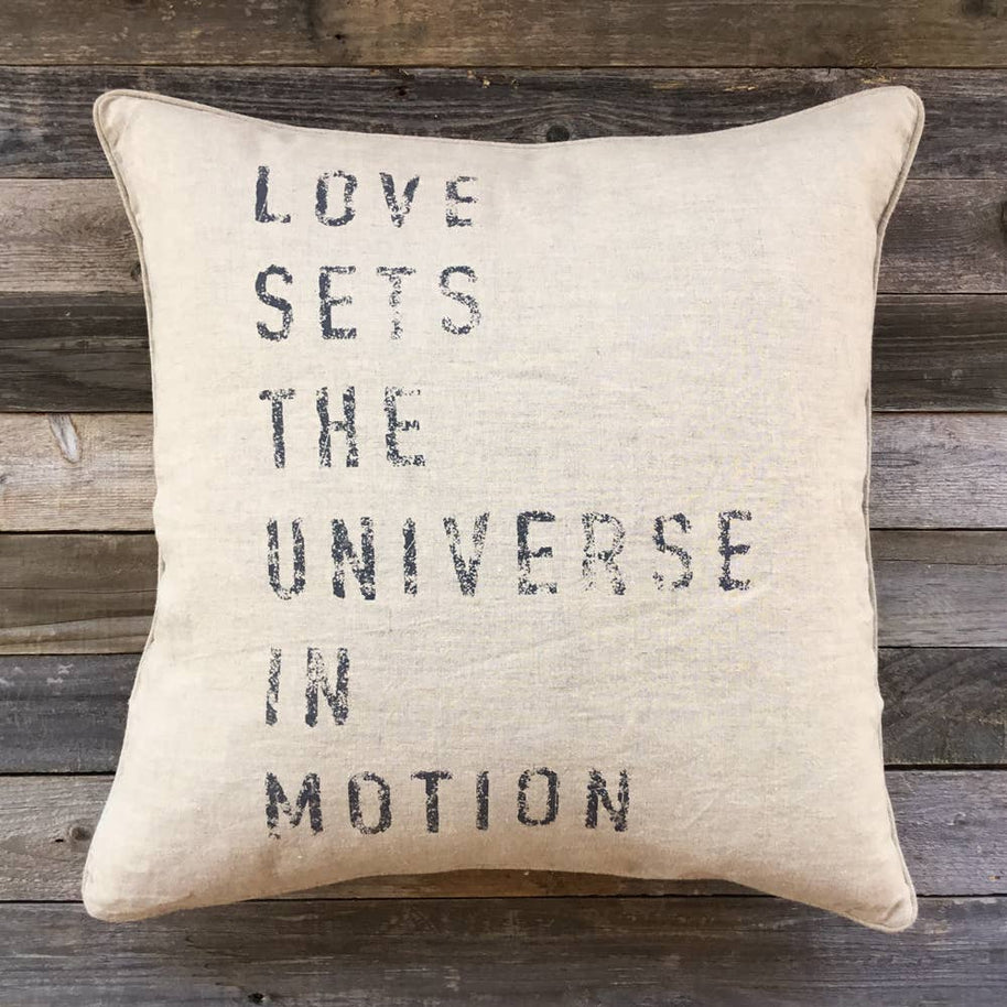'Love Sets the Universe'  Linen Pillow Cover - Cover Only