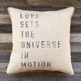 'Love Sets the Universe'  Linen Pillow Cover - Cover Only
