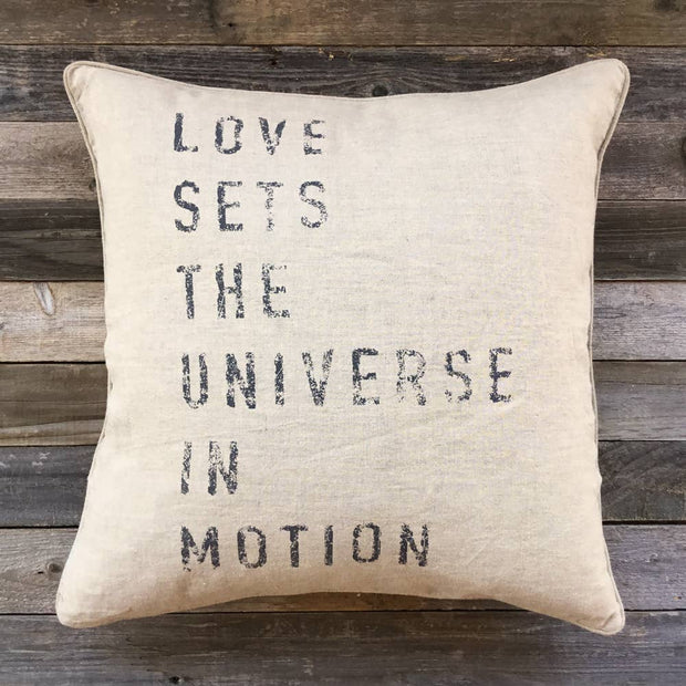 'Love Sets the Universe'  Linen Pillow Cover - Cover Only