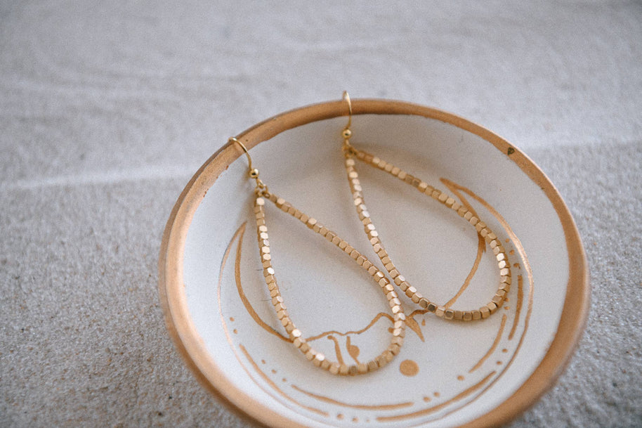 Private Label Hepburn Gold Beaded Teardrop Hoop Earrings