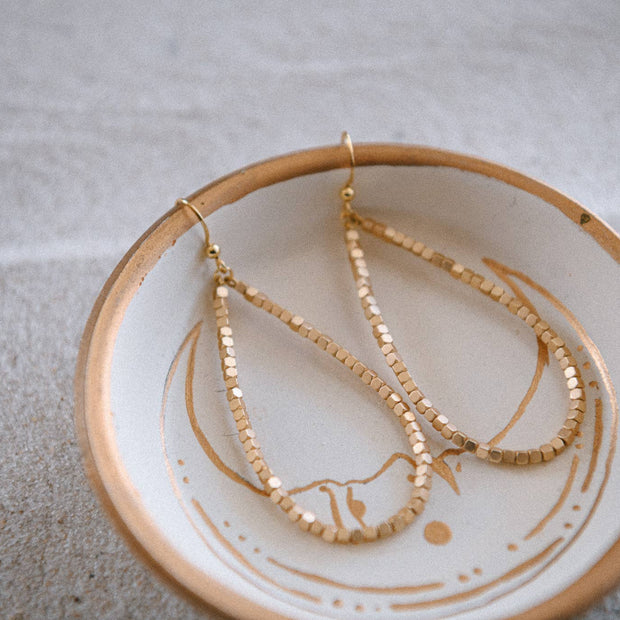 Private Label Hepburn Gold Beaded Teardrop Hoop Earrings