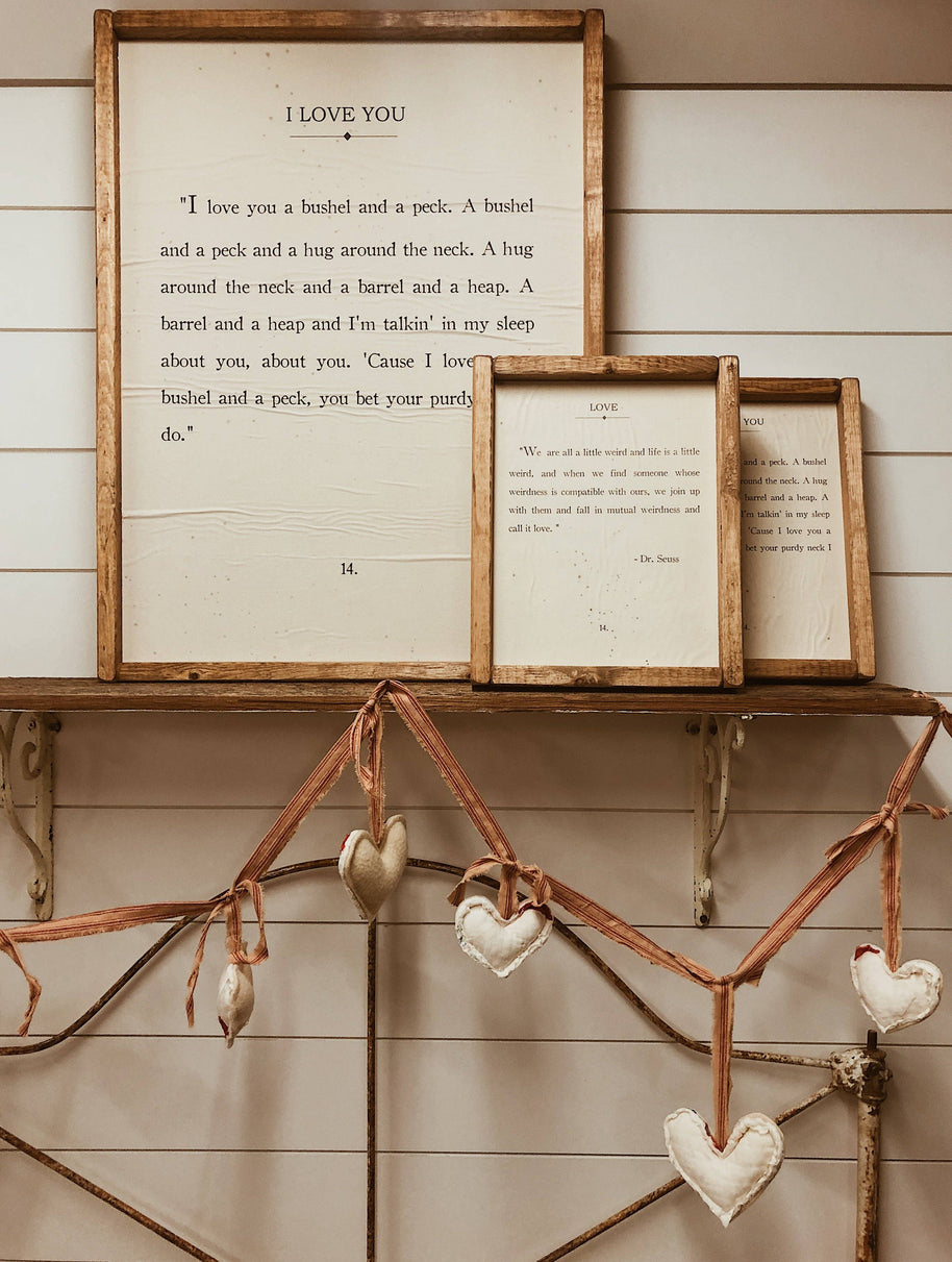 I Love You A Bushel And A Peck: 8x11 Handmade Sign, Made in Lincoln, Ca