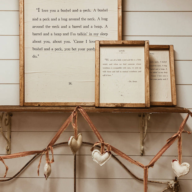 I Love You A Bushel And A Peck: 8x11 Handmade Sign, Made in Lincoln, Ca