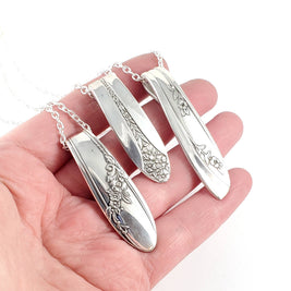 Vertical Silverplate Spoon Necklace-Random Patterns
