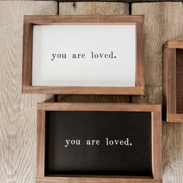You Are Loved Wood Sign | Gifts Made in the USA: White / Light Oak / 12x8