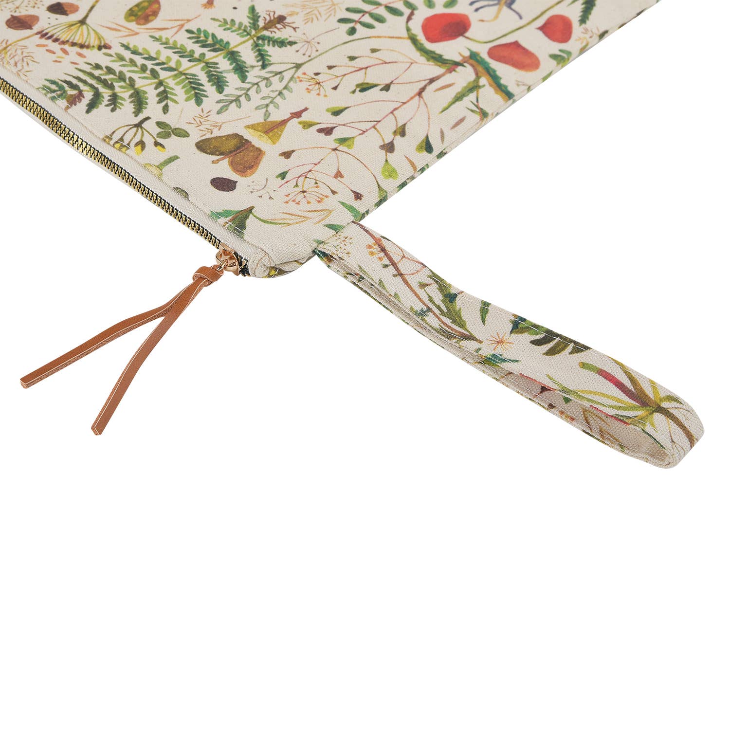 Canvas Flat Pouch/Laptop Sleeve - Greens and Flowers