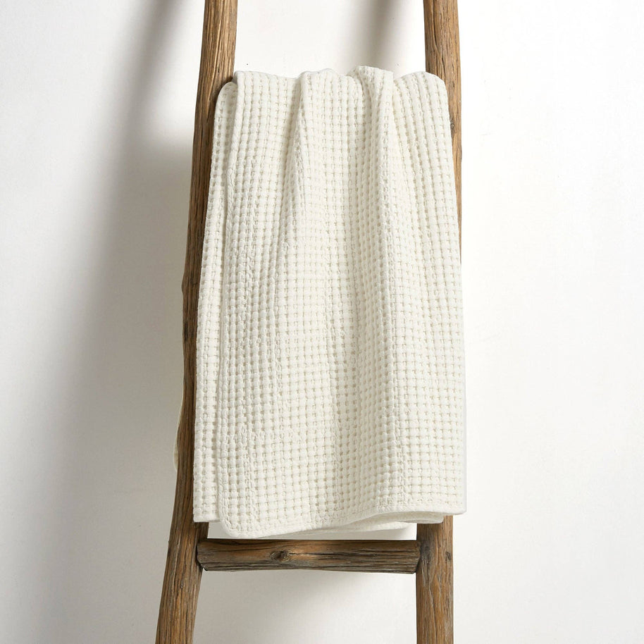 Mills Waffle Quilted Throw Blanket: Cream