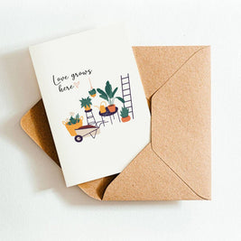 Love Grows Here Post Card - Plants Greeting Card For Plant Lovers