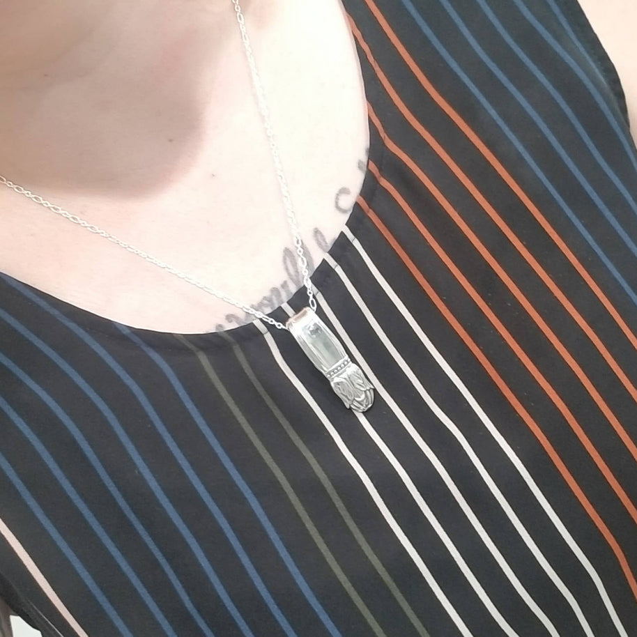 Vertical Silverplate Spoon Necklace-Random Patterns