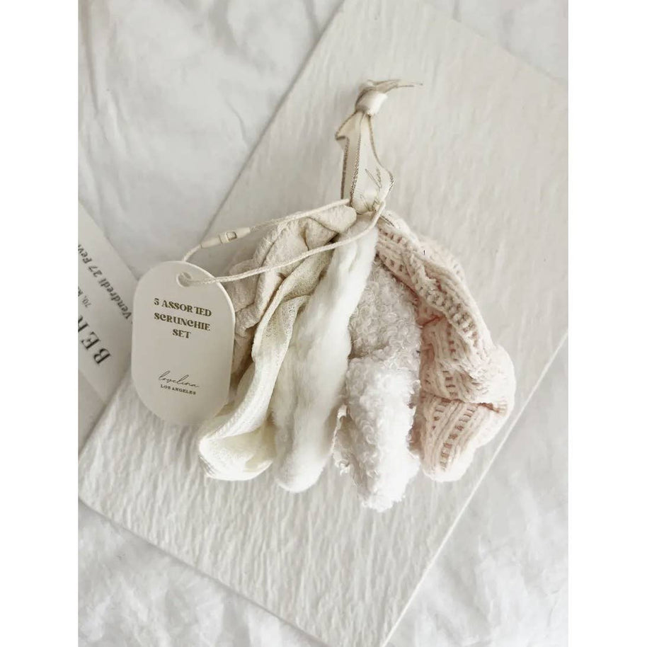 GABI VELVET SOFT SCRUNCHIES SET: IVORY