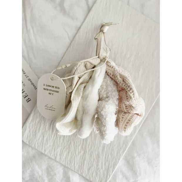 GABI VELVET SOFT SCRUNCHIES SET: IVORY