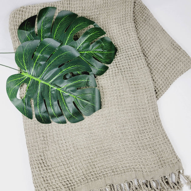 Waffle Throw Blanket, Cotton Waffle Bundle 39x64" : Vintage Army Green