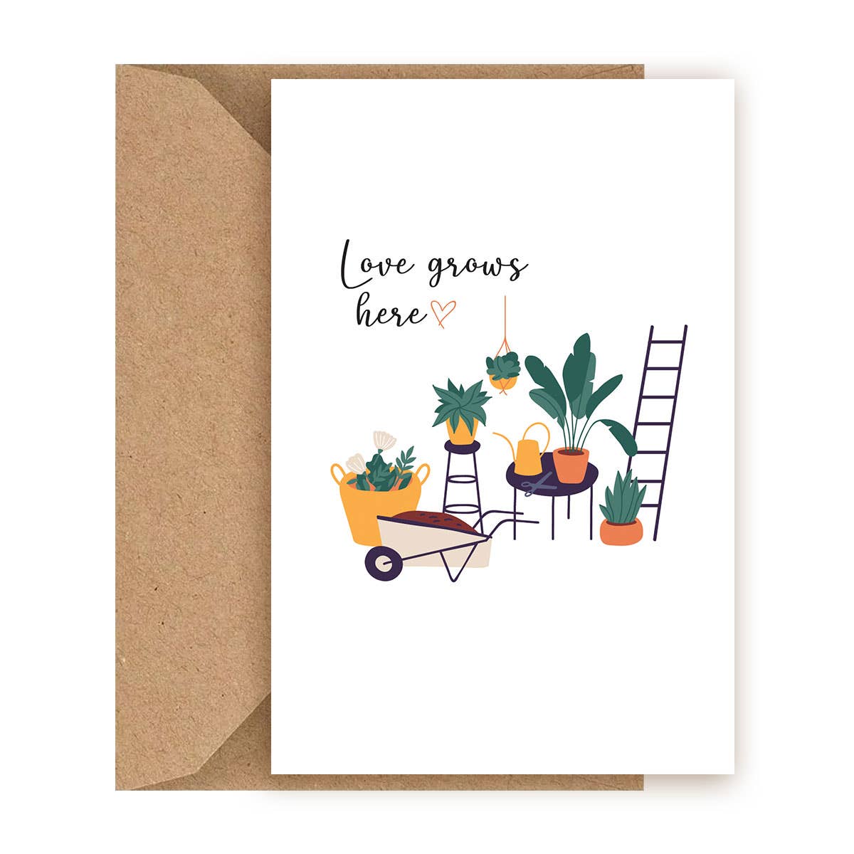 Love Grows Here Post Card - Plants Greeting Card For Plant Lovers