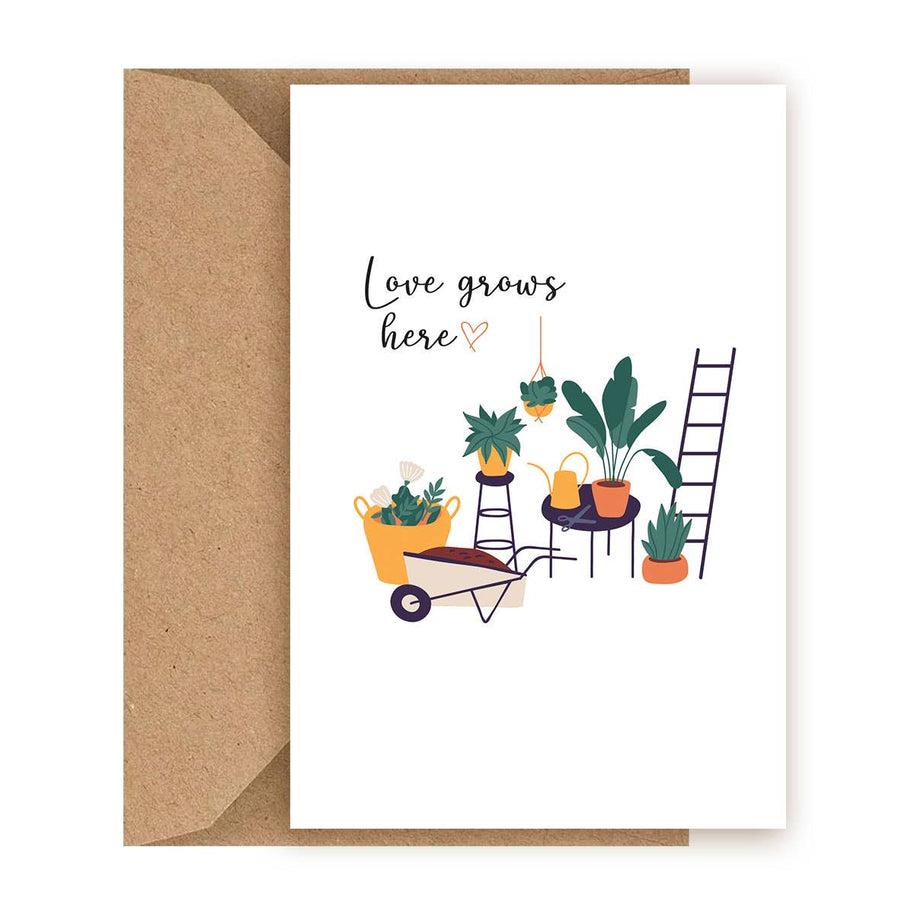 Love Grows Here Post Card - Plants Greeting Card For Plant Lovers