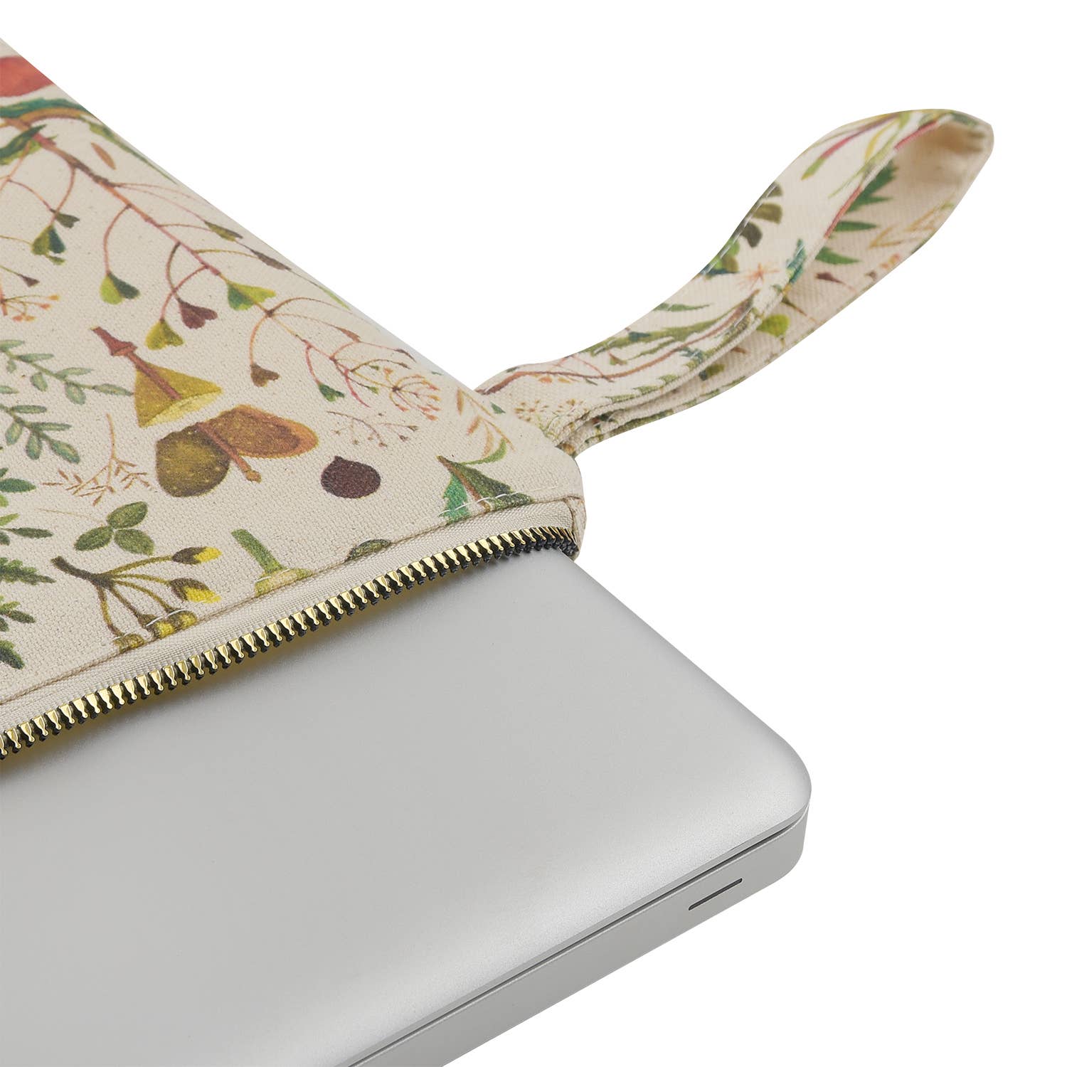 Canvas Flat Pouch/Laptop Sleeve - Greens and Flowers