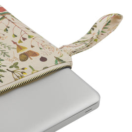 Canvas Flat Pouch/Laptop Sleeve - Greens and Flowers