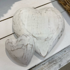 Distressed White Washed Mango Wood Heart 4
