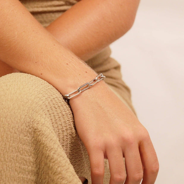 Gold or Silver Stainless Steel Paperclip Chain Bracelet + Extension: Gold  or Silver  6.5mm