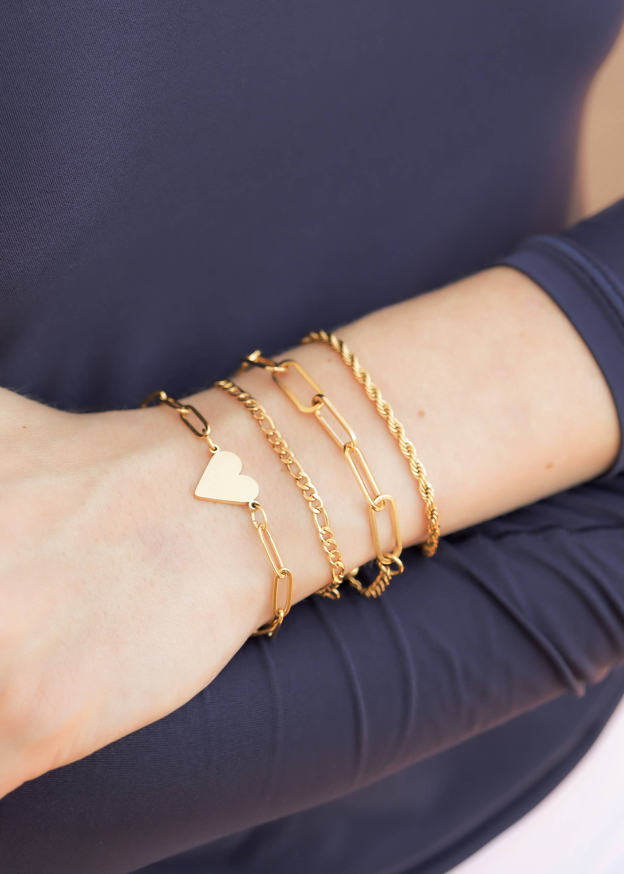 Gold or Silver Stainless Steel Paperclip Chain Bracelet + Extension: Gold  or Silver  6.5mm
