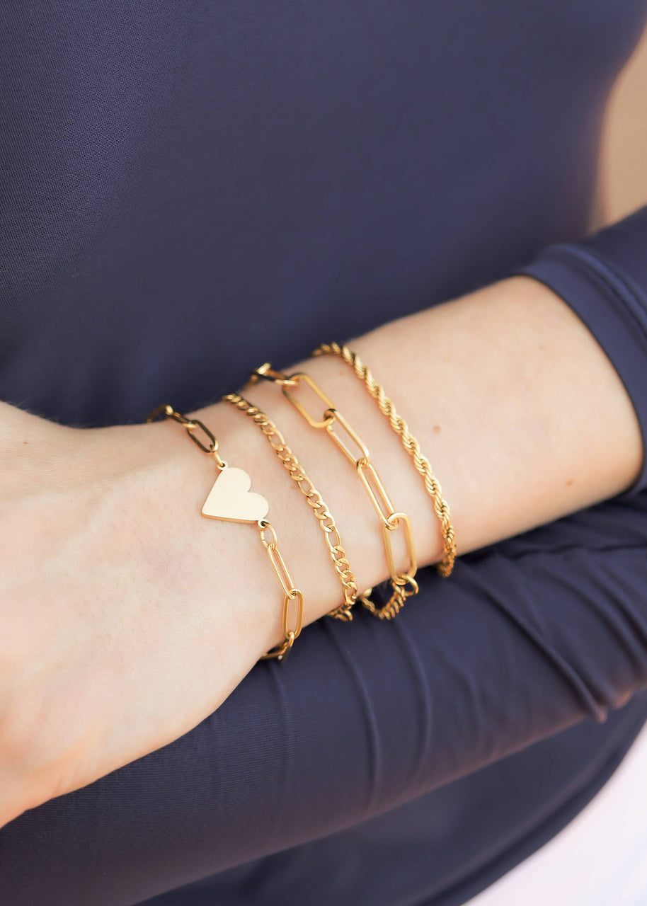Gold or Silver Stainless Steel Paperclip Chain Bracelet + Extension: Gold  or Silver  6.5mm