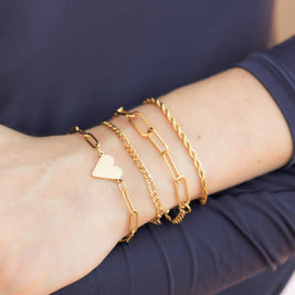Gold or Silver Stainless Steel Paperclip Chain Bracelet + Extension: Gold  or Silver  6.5mm