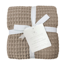 Waffle Blanket Throw: Off-White or Taupe