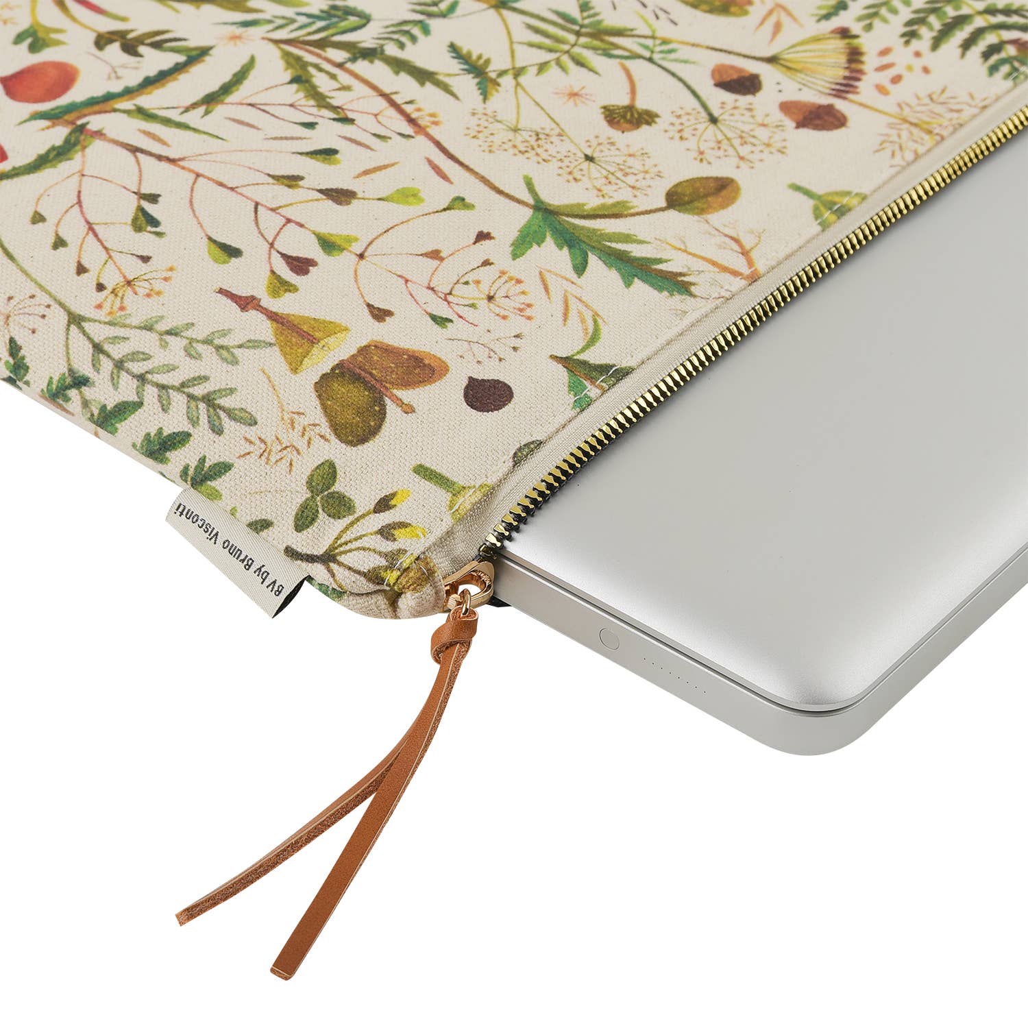 Canvas Flat Pouch/Laptop Sleeve - Greens and Flowers
