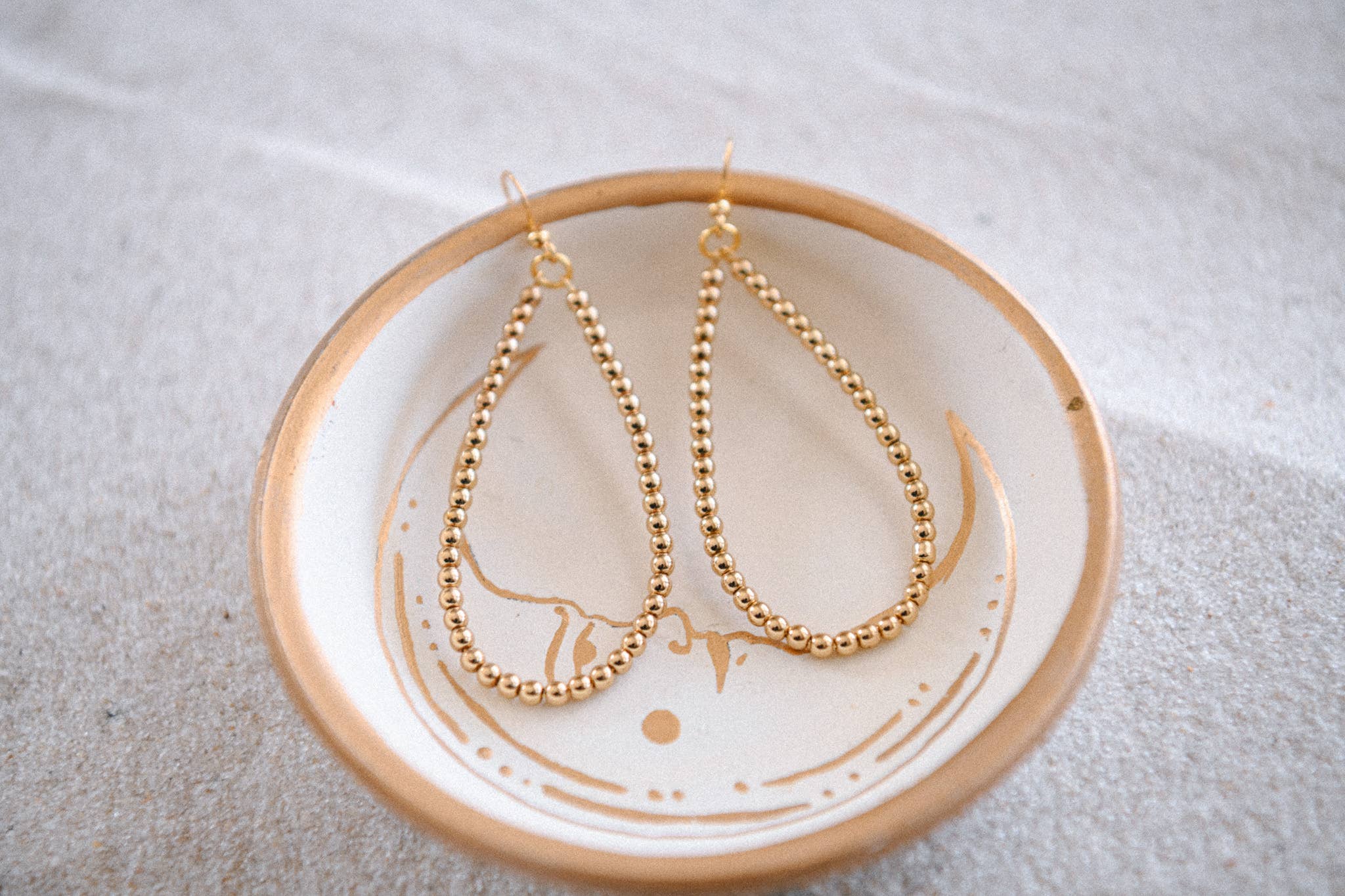Private Label Hepburn Gold Beaded Teardrop Hoop Earrings