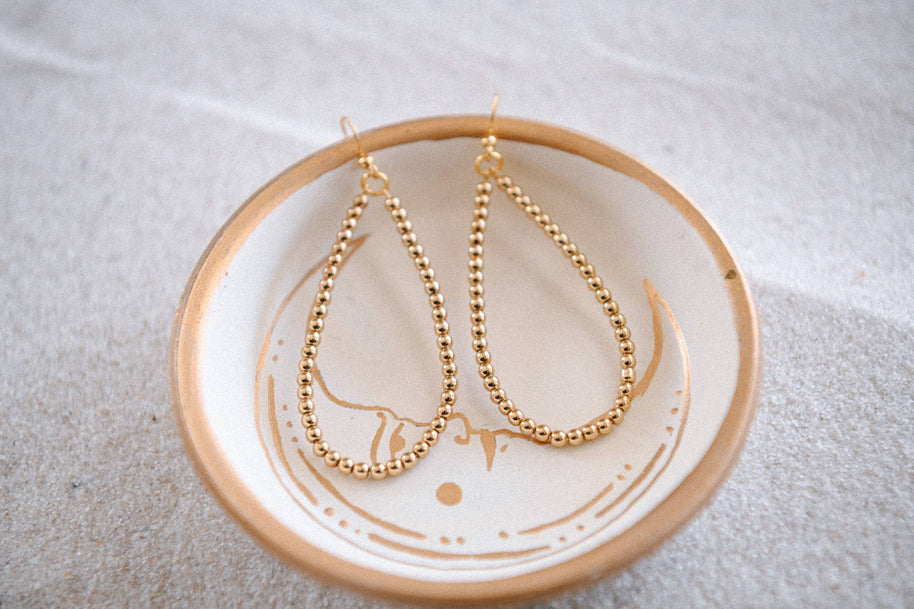 Private Label Hepburn Gold Beaded Teardrop Hoop Earrings