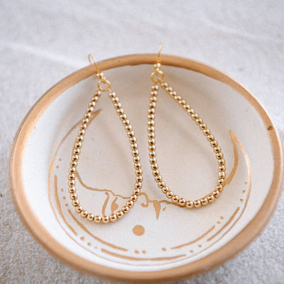 Private Label Hepburn Gold Beaded Teardrop Hoop Earrings