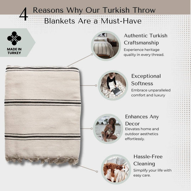 Sophie 100% Cotton Turkish Throw Blanket: Large Throw/ Queen