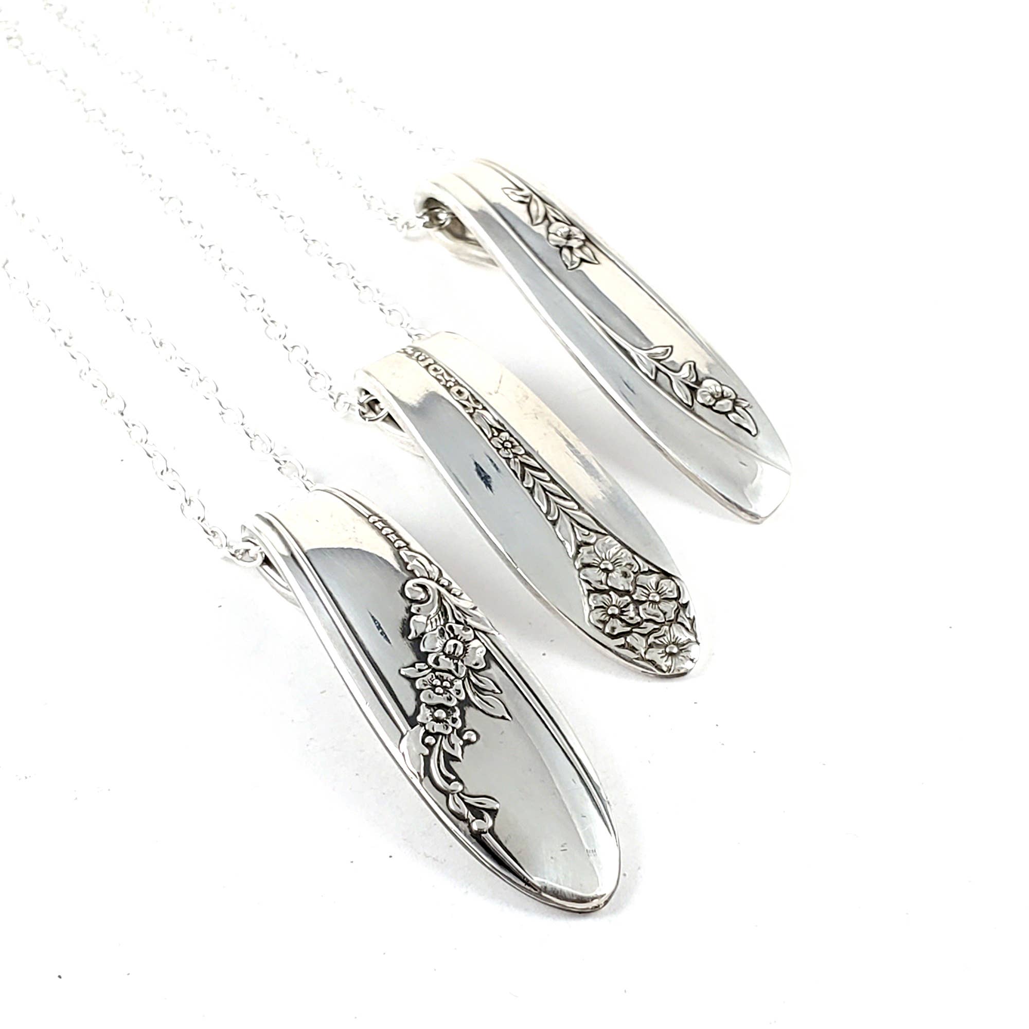Vertical Silverplate Spoon Necklace-Random Patterns