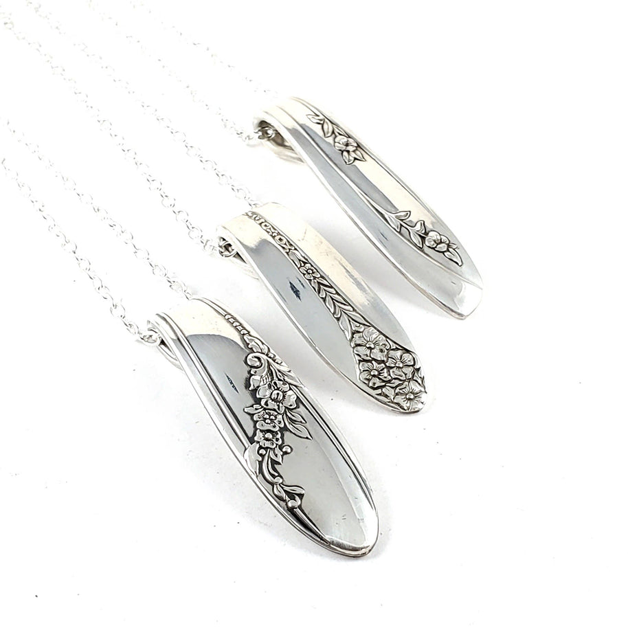 Vertical Silverplate Spoon Necklace-Random Patterns