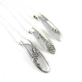 Vertical Silverplate Spoon Necklace-Random Patterns