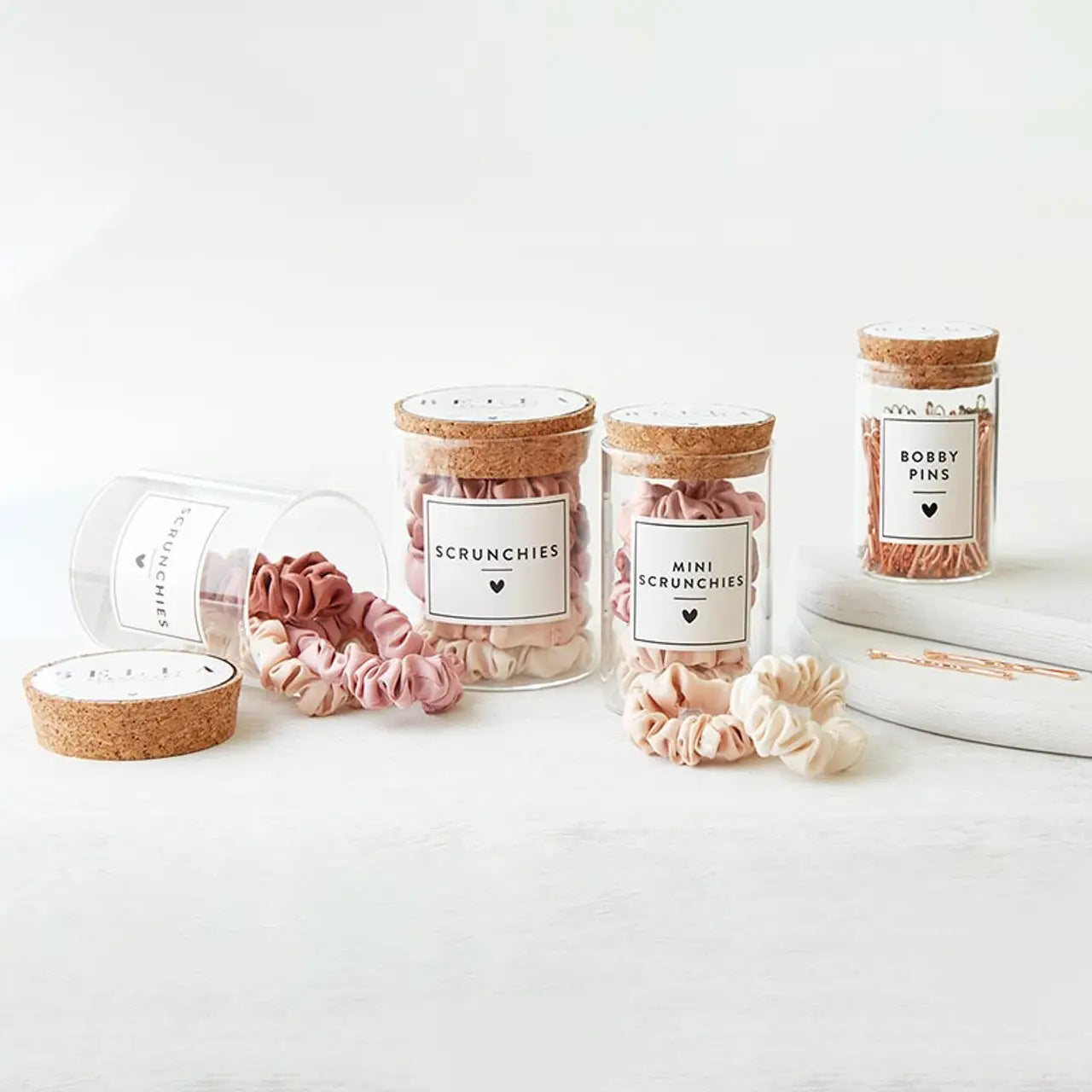 Satin Scrunchies Jar - Black , Blush Ombre or Ivory Ombre