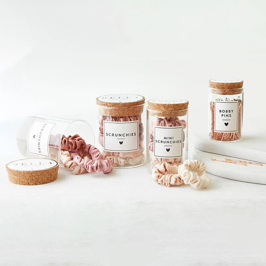 Satin Scrunchies Jar - Black , Blush Ombre or Ivory Ombre