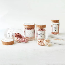 Satin Scrunchies Jar - Black , Blush Ombre or Ivory Ombre