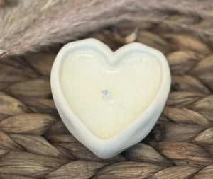 Handcrafted Jesmonite Small Candle in a heart shaped vessel Linen or Graphite