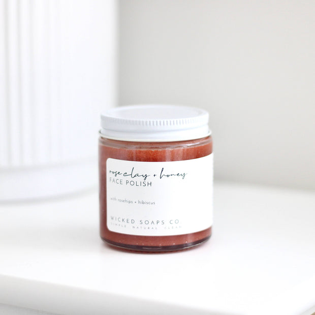 Rose Clay + Honey Face Polish | Gentle Exfoliating Glow