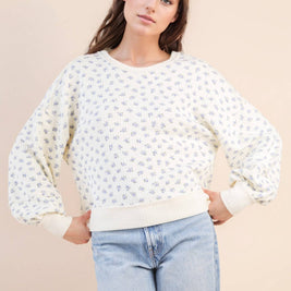 Flora-Oversized Floral Printed Casual Knit Top