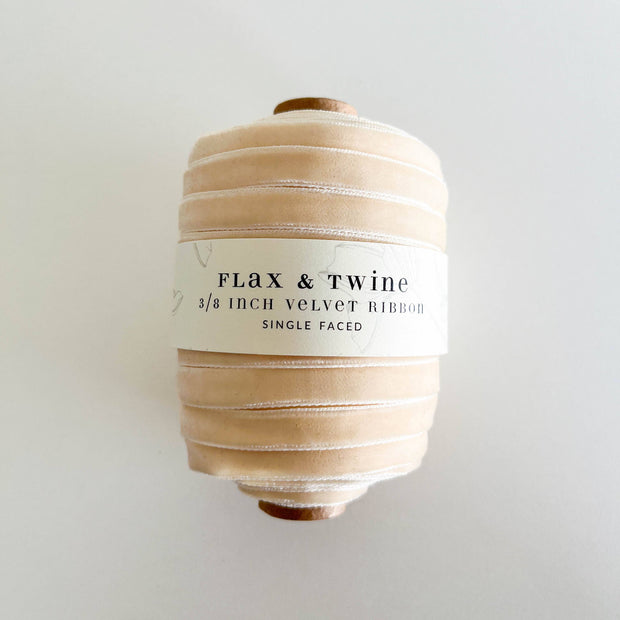 Flax & Twine 3/8" Velvet Ribbon - 30 Yards: Pearl