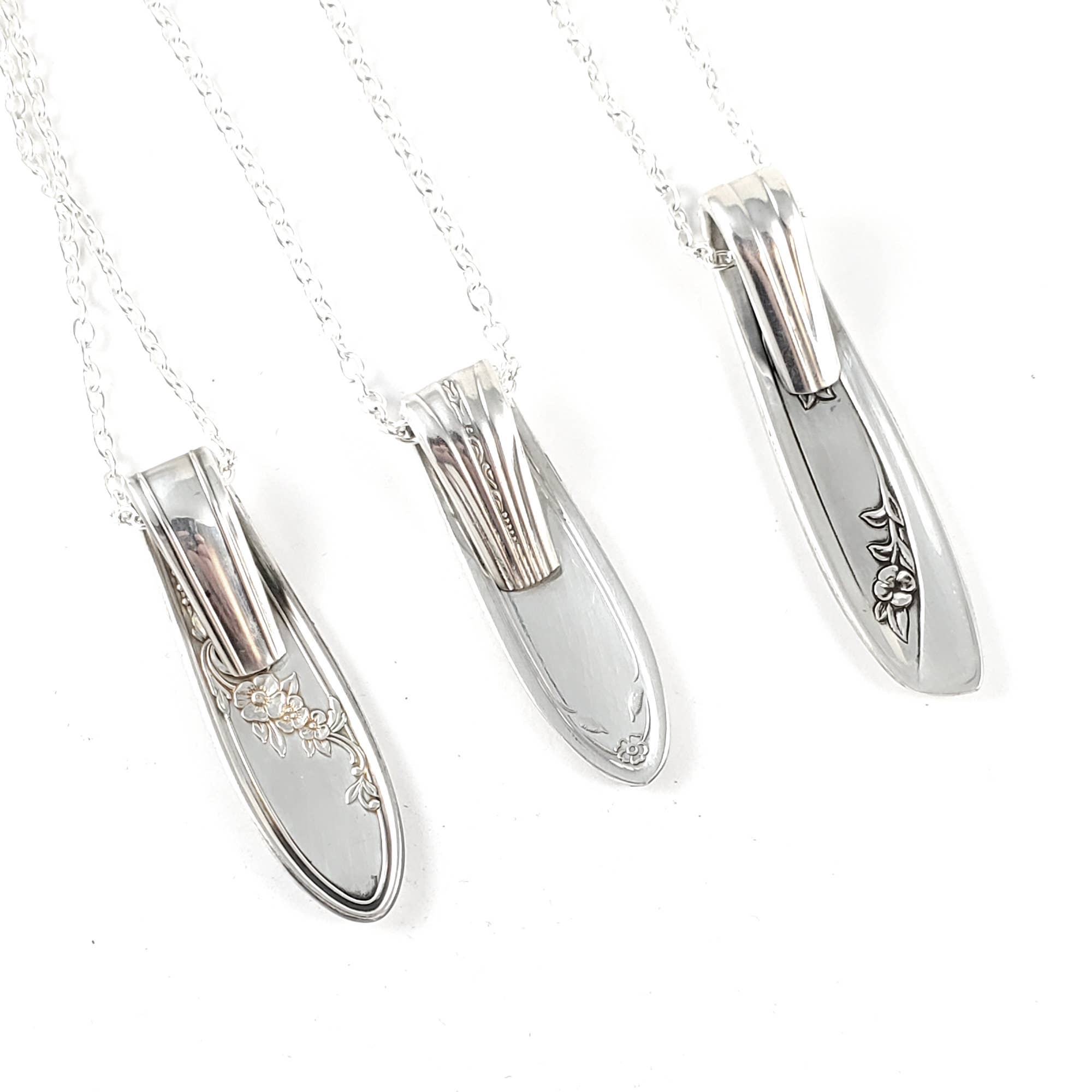 Vertical Silverplate Spoon Necklace-Random Patterns