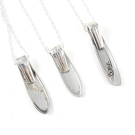 Vertical Silverplate Spoon Necklace-Random Patterns